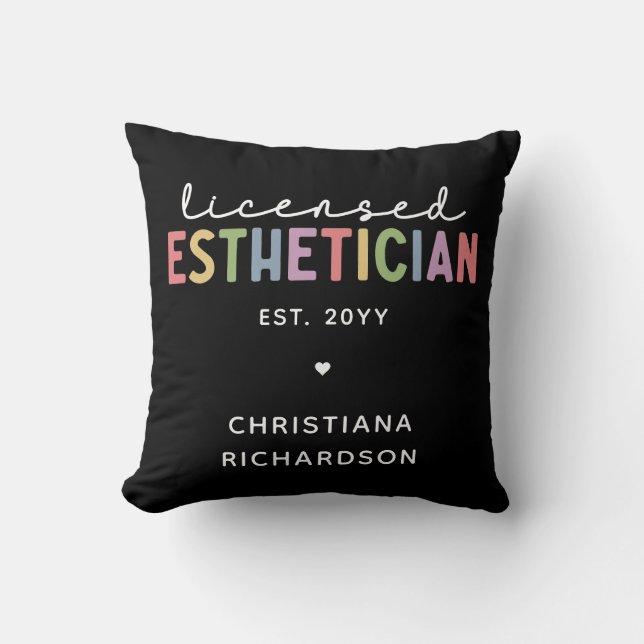 Custom Licensed Esthetician Cosmetologist Throw Pillow (Front)