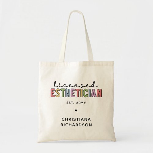 Custom Licensed Esthetician Cosmetologist Tote Bag