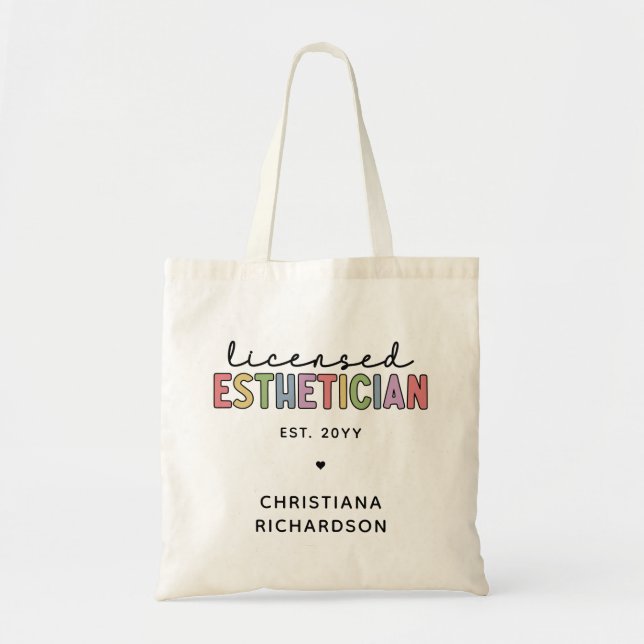 Custom Licensed Esthetician Cosmetologist Tote Bag (Front)