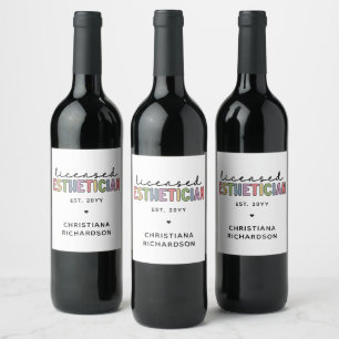 Custom Licensed Esthetician Cosmetologist Wine Label