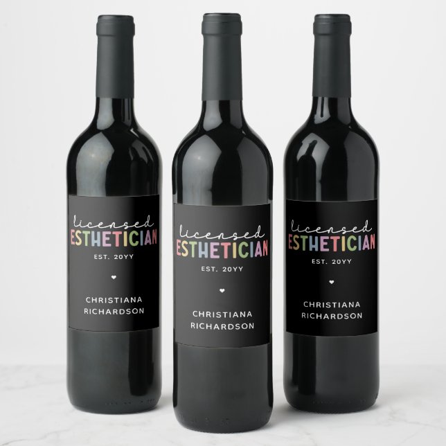 Custom Licensed Esthetician Cosmetologist Wine Label (Bottles)