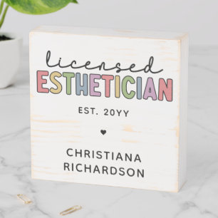 Custom Licensed Esthetician Cosmetologist Wooden Box Sign