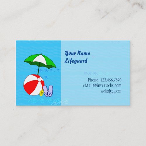 Custom Lifeguard Beach Ball Pool Umbrella Template Business Card