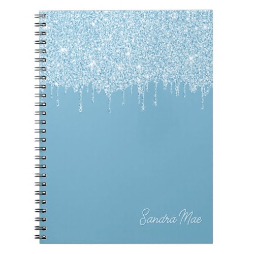 Custom Light And Dark Summer Sky Blue Glitter Notebook