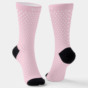 Custom Light Baby Pastel Pink White Polka Dot  Socks