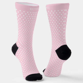 Custom Light Baby Pastel Pink White Polka Dot  Socks