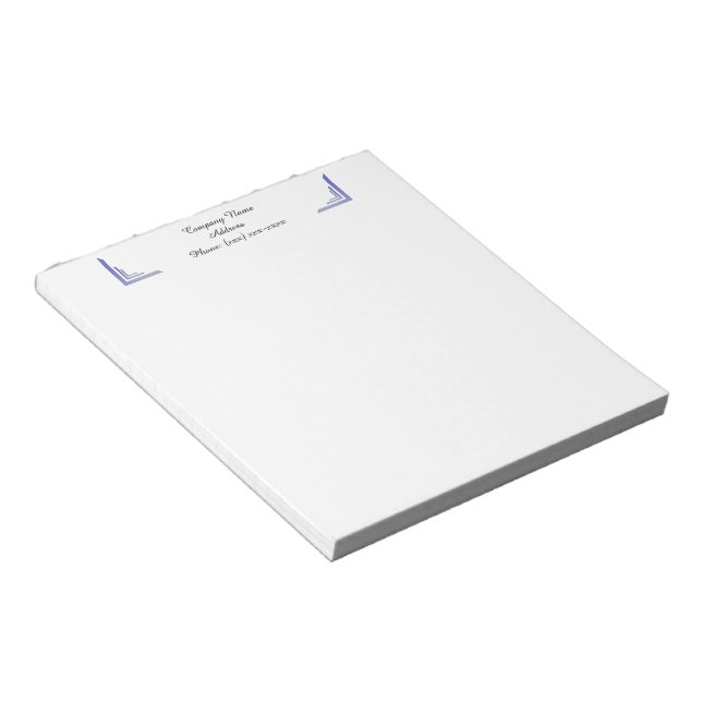Custom Light Blue Corner Business Notepad (Angled)