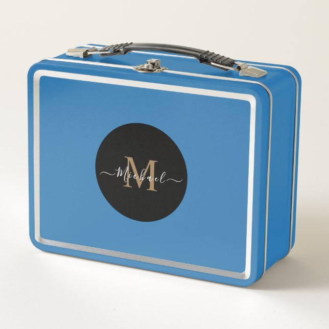 Custom Light Blue Lunchbox – Name & QR Code (Front)