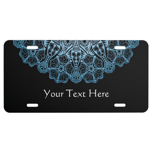 Custom Light Blue Mandala Car Plate (Front)
