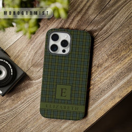 Custom Light Dark Blue Green Checkered Pattern iPhone 15 Pro Max Case