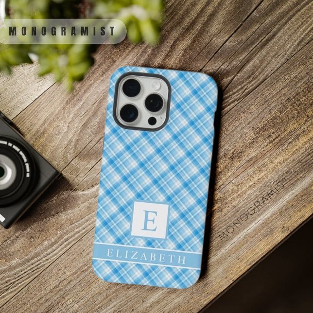 Custom Light Dark Blue Lavender Purple Checkered P iPhone Case (Custom Light Dark Blue Lavender Purple Checkered P iPhone Case)