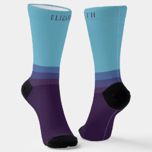 Custom Light Dark Blue Purple Color Block Socks