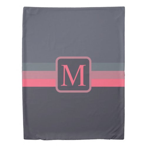 Custom Light Dark Grey Pink Color Block Duvet Cover