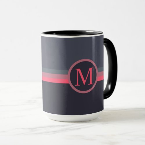 Custom Light Dark Grey Pink Color Block Mug