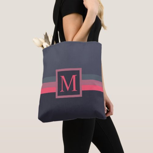 Custom Light Dark Grey Pink Color Block Tote Bag