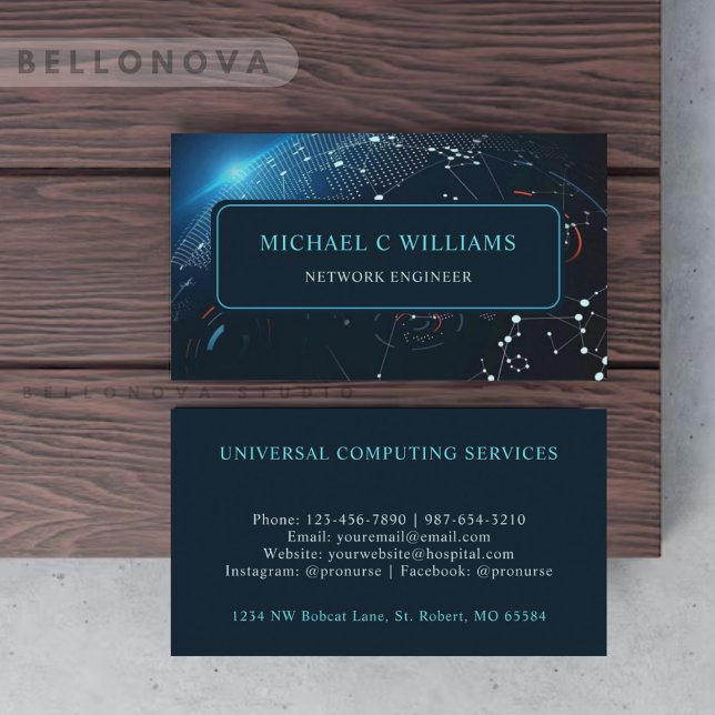 Custom Light Dark Navy Blue White earth web Business Card (Custom Light Dark Navy Blue White earth web Business Card)
