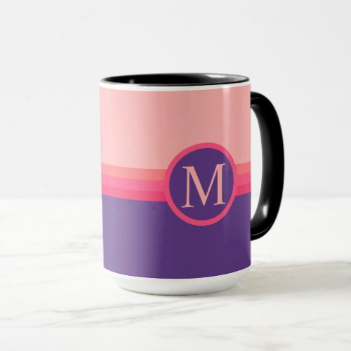 Custom Light Dark Pink Purple Color Block Mug