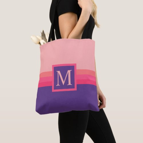 Custom Light Dark Pink Purple Color Block Tote Bag