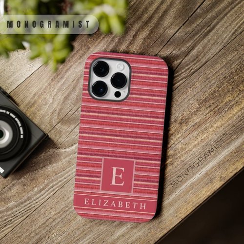 Custom Light Dark Pink Red Maroon Grey Stripes  Case_Mate iPhone 14 Pro Max Case