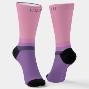 Custom Light Dark Purple Violet Color Block Socks