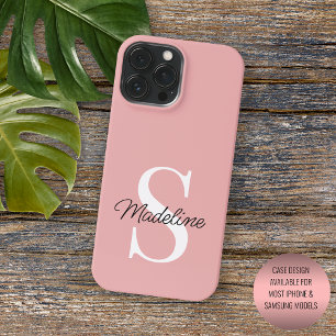 Custom Light Dusty Rose Peach Blush Pink Colored iPhone 15 Pro Max Case