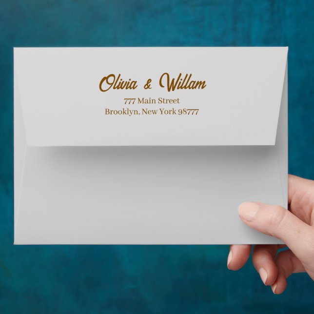 Custom light gray Faux Gold Foil Formal 5x7 Envelope (Hand)