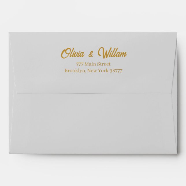 Custom light gray Faux Gold Foil Formal 5x7 Envelope (Back (Top Flap))
