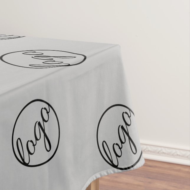 Custom Light Gray Trade Show Logo Business Tablecloth (In Situ)