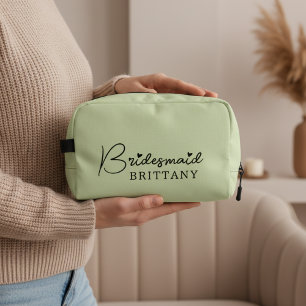 Custom Light Green Makeup Bag for Bridesmaid Gift