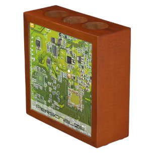 Custom Light Green PCB Circuit Board for IT Pros Desk Organizer