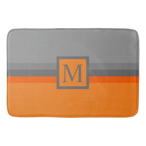 Custom Light Grey Dark Orange Color Block Bath Mat