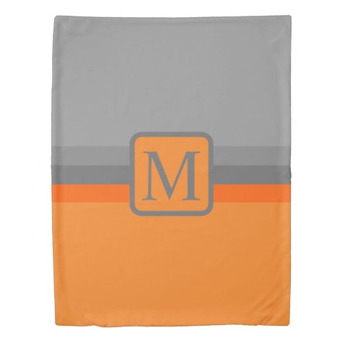 Custom Light Grey Dark Orange Color Block Duvet Cover