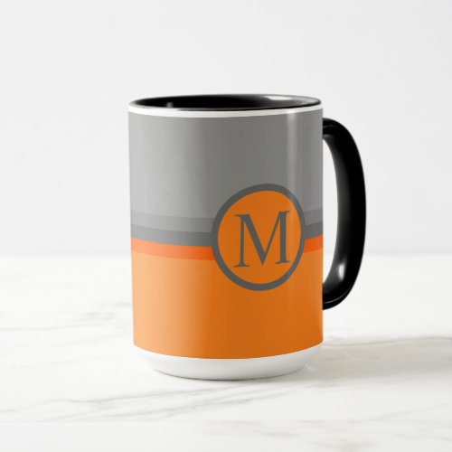 Custom Light Grey Dark Orange Color Block Mug