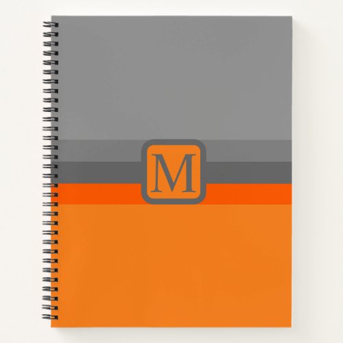 Custom Light Grey Dark Orange Color Block Notebook