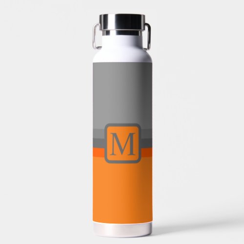 Custom Light Grey Dark Orange Color Block Water Bottle