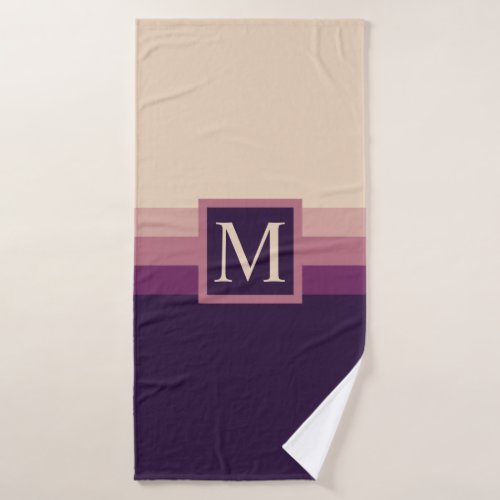 Custom Light Grey Dark Purple Color Block Bath Towel