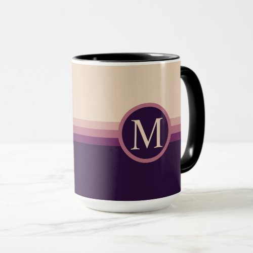 Custom Light Grey Dark Purple Color Block Mug