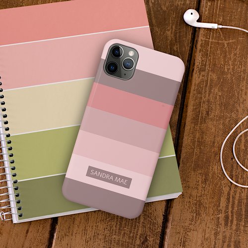 Custom Light Mauve Taupe Blush Pink Art Stripes iPhone 11 Pro Max Case