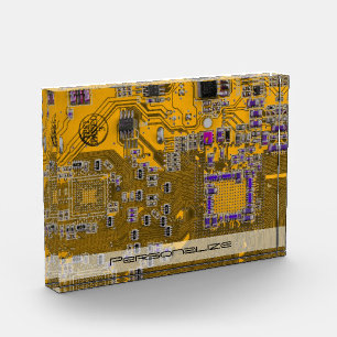 Custom Light Orange PCB Circuit Board for IT Pros Acrylic Award