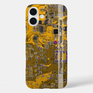 Custom Light Orange PCB Circuit Board for IT Pros iPhone 16 Plus Case