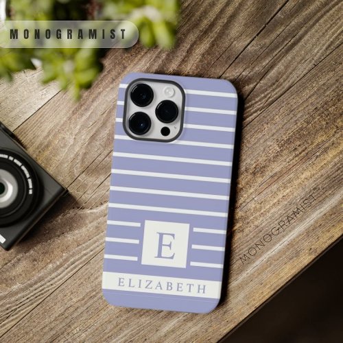 Custom Light Pastel Blue Purple White Stripes  Case_Mate iPhone 14 Pro Max Case