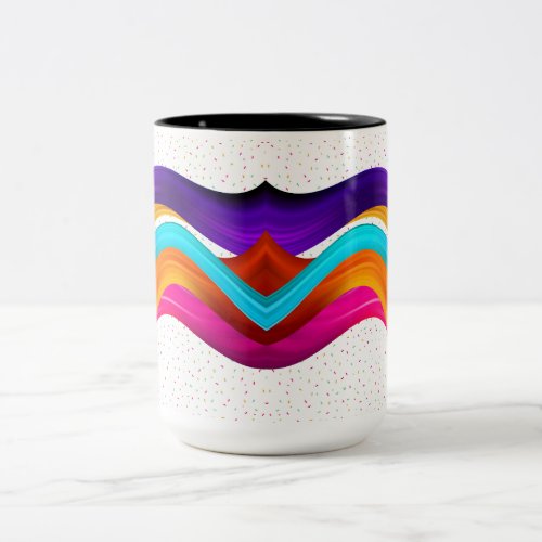 custom light peach coral orange stripes pattern  Two_Tone coffee mug