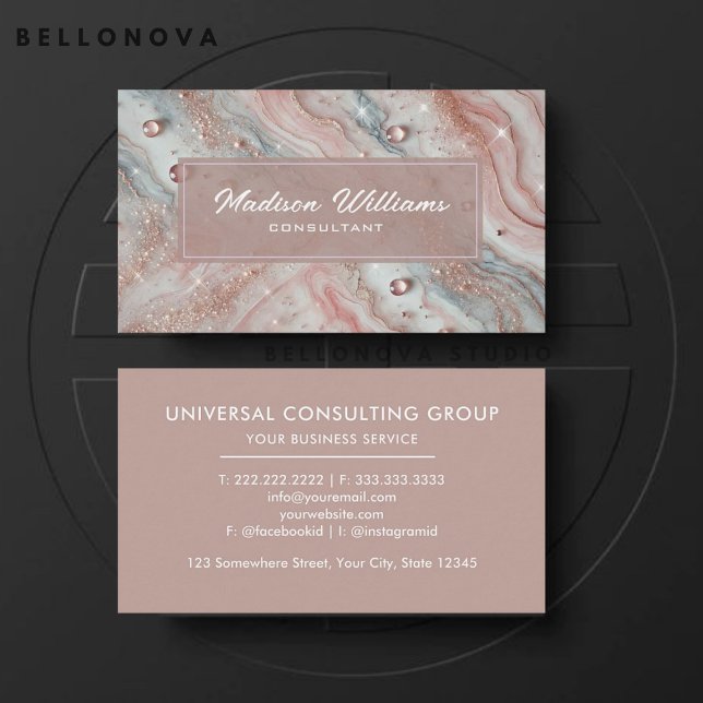 Custom Light Pink Blue White Glitter Professional Business Card (Custom Light Pink Blue White Glitter Professional Business Card)