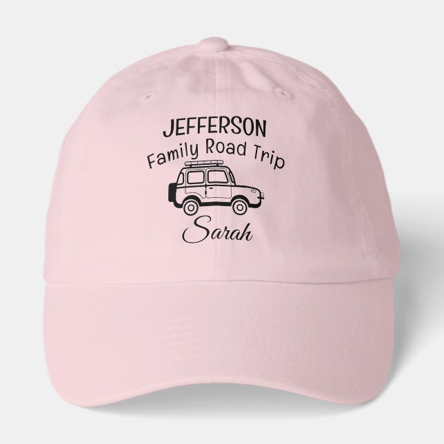 Custom Light Pink Family Road Trip Classic Dad Hat (Front)