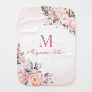 Custom light Pink Monogram Name Baby Burp Cloth