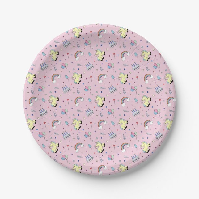 Custom Light Pink Pegasus Party Paper Plates (Front)