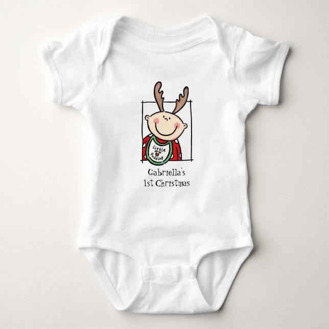 Custom Light Skin Tone Baby's First Christmas Baby Bodysuit (Front)