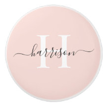 Custom Light Soft Pastel Solid Pink White Monogram