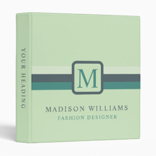 Custom Light Soft Teal Green Blue Color Block 3 Ring Binder