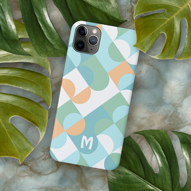 Custom Light Teal Blue Green Retro Art Pattern iPhone Case (Creator Uploaded)